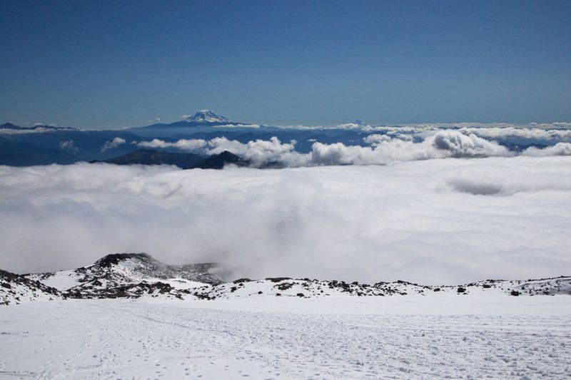 Clouds with Mt. Adams peeking.